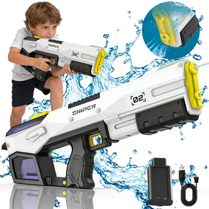 Automatic Water Absorption Electric Water Gun 2 Shooting Modes 450ML Large Capacity Portable Summer Water Blaster Toy For Kids Adults Pool Beach Backyard Outdoor Fighting Game