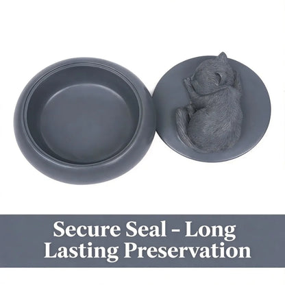 Pet Urn for Cats Resin Sleeping Cat Memorial Ashes Container Matte Sealed Pet Hair Keepsake Box Decor Desktop Loss Sympathy Gift