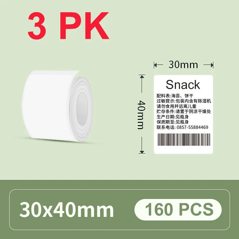 30/40mm Width Thermal Label Paper Roll White Self-adhesive Sticker Waterproof Barcode Food Price DIY Tag For Printer M220 P50