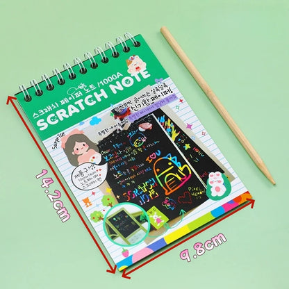 Magic Scratch Art Notebook for Kids DIY Rainbow Drawing Pad Book No-Mess Art Classroom Craft Activity Birthday Favor Gift Set