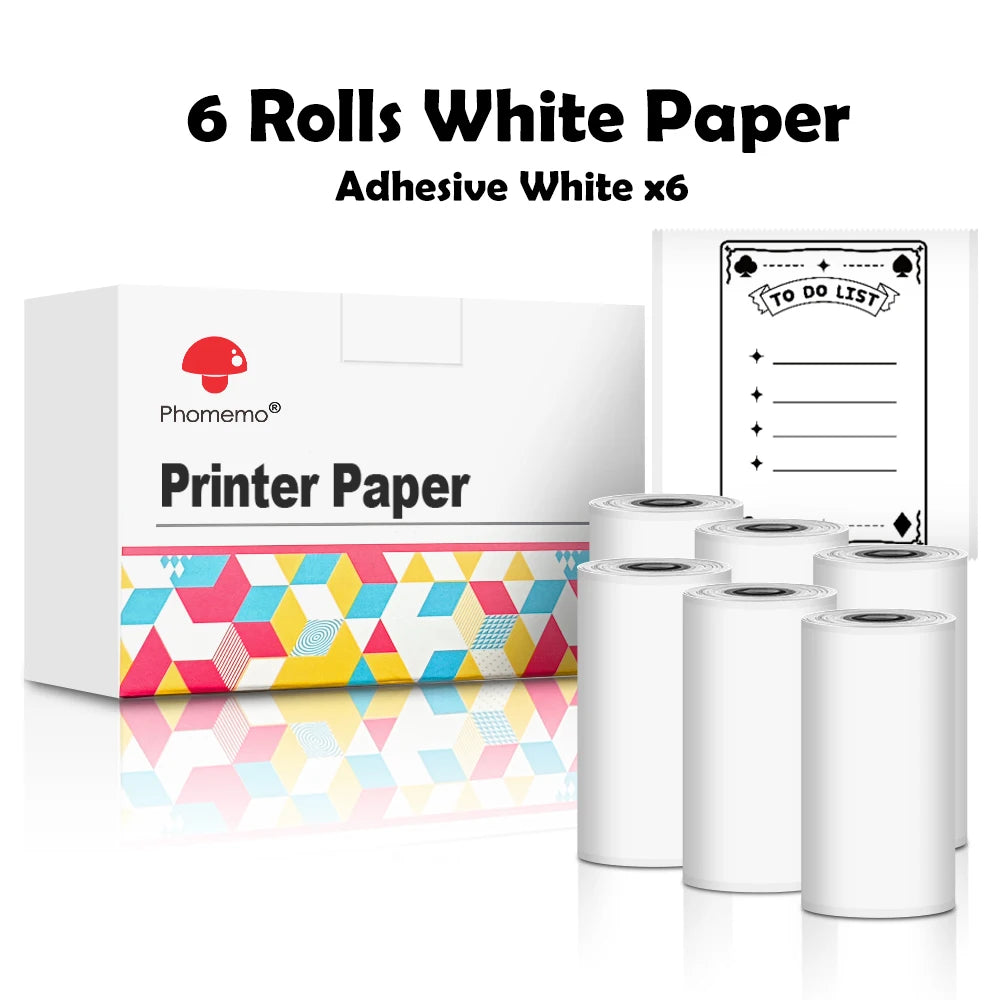 Phomemo Self-adhesive Sticker Paper for T02/M02X Portable Printer Thermam Paper Label Sticky DIY Photo Text Study Notes Printing
