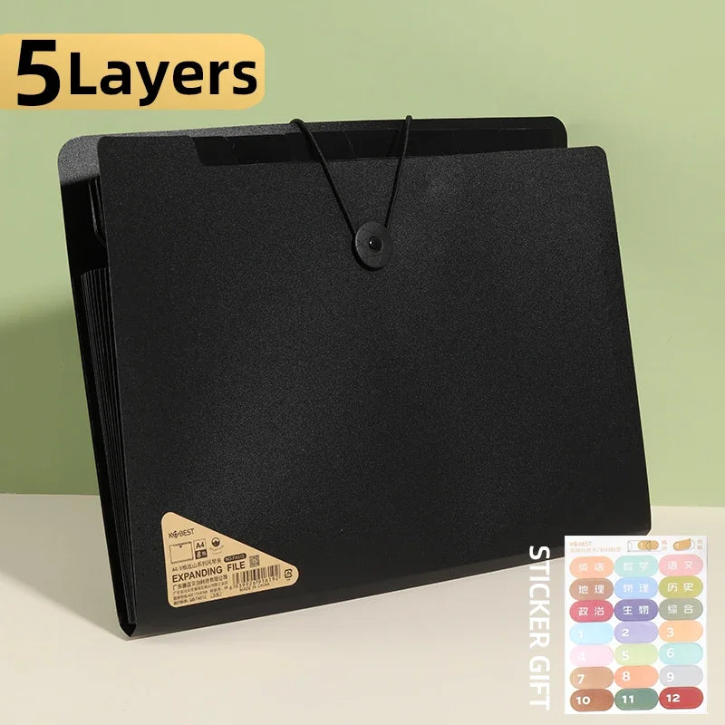 5 Layers A4 File Folder Storage Bag Test Paper Desktop Tool School Stationery Office Supplies