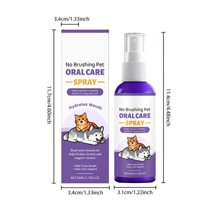 Pet Oral Care Spray Teeth Cleaning Remove Plaque Tartar Eliminate Bad Breath  Dental Dirt Protect Gum Health for Cats Dogs 50ml