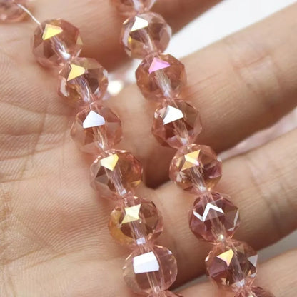 6/8/10mm Sizes Faceted Glass Beads Pink Blue Plating Clear Crystal Earth Beads 96-faceted Faceted Cut Style Jewelry Making Beads
