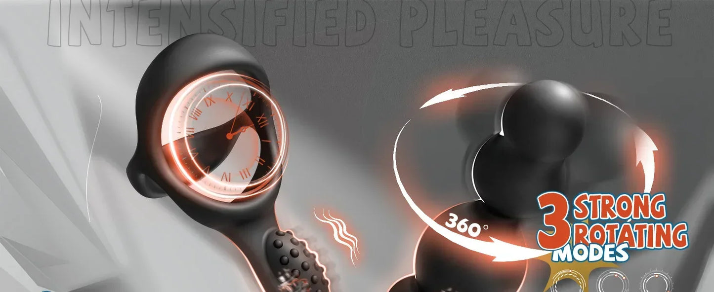 Male Prostate Massager Vibrator 360 Anal Beads Penis Ring 3 Rotation 10Vibration Modes Remote Butt Plug Sex Toys for Couples Men