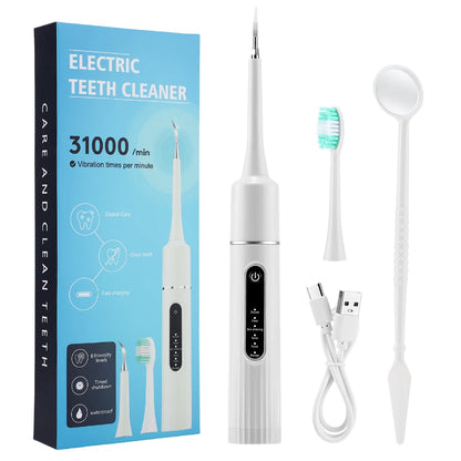 Electric Teeth Cleaner 6-gear Modes Portable Toothbrush Tartar Remover High Frequency Vibration Tartar Cleaning Whitening Teeth
