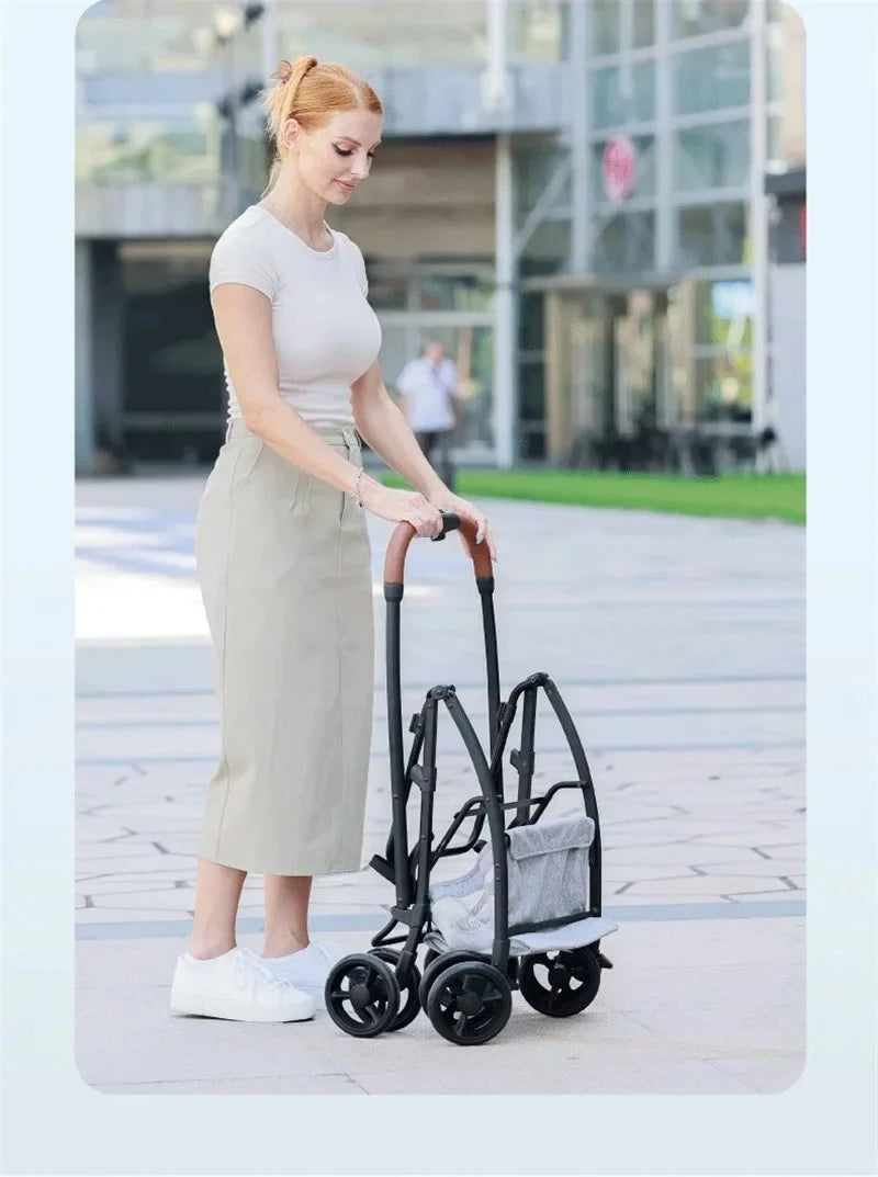 Lightweight and Foldable  Stroller Pet Bag Dog Stroller Dog Scooter Dog Trolley with Storage Basket Stroller for Animals