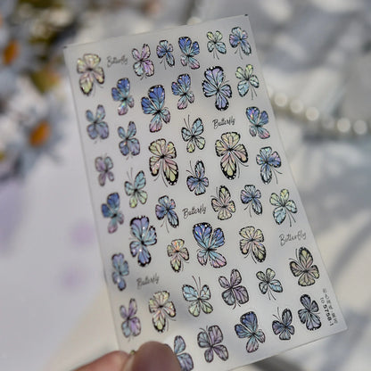 5D Summer Ocean Nail Stickers Seaside Vacation Colorful Fish Bubble Starfish Little Octopus Nail Decal Fresh Sea Manicure Decor