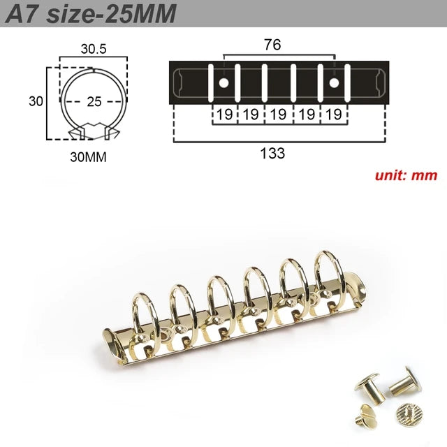 Metal Spiral Rings Binder Clip With 2 Pairs of Screw For Diary Notebook Planner A7 Binder Clip File Folder