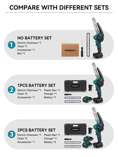 YOFIDRA 6 Inch Electric Chainsaw Cordless Oiler Garden Wood Cutting Logging Pruning Saw Power Tool For Makita 21V Battery Pin