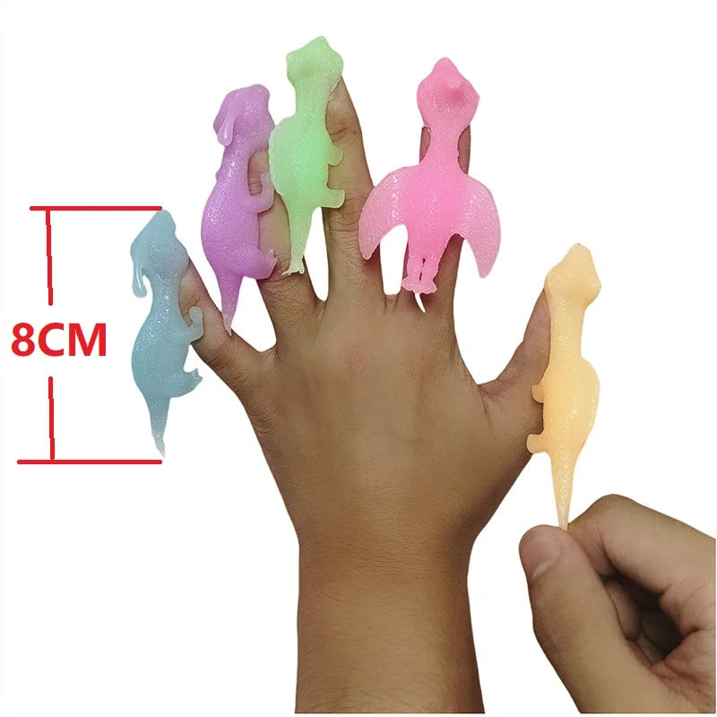 5-20Pcs Colorful Finger Catapult Noctilucent Dinosaur Games Birthday Shower Favor Giveaway Christmas Carnival Party Gift