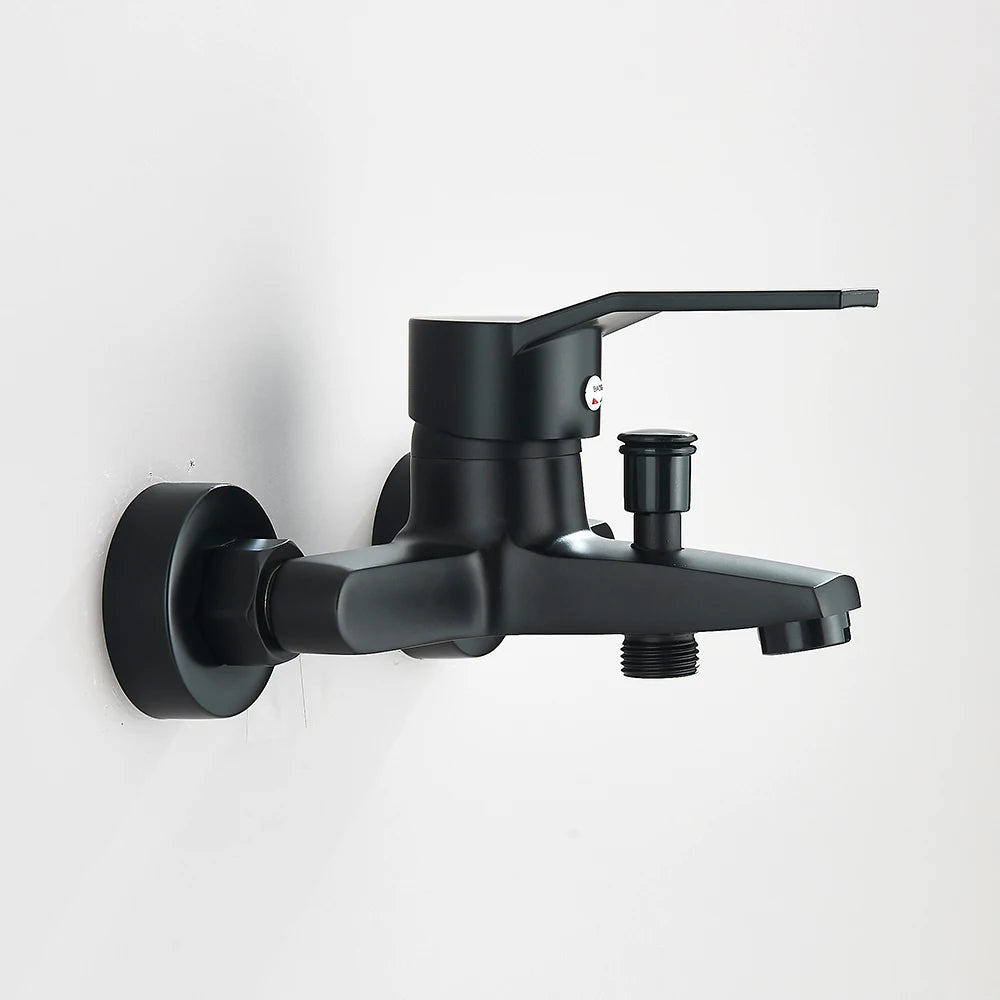 Black Bathroom Shower Faucet Set Bathtub Tap Wall Mounted Hot Cold Mixer Crane Shower Systems With ABS Handheld Shower