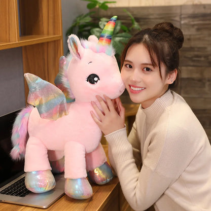 Huggable Soft Cute Unicorn Dream Rainbow Plush Toy High Quality Pink Horse Sweet Girl Home Decor Sleeping Pillow Gift For Kids