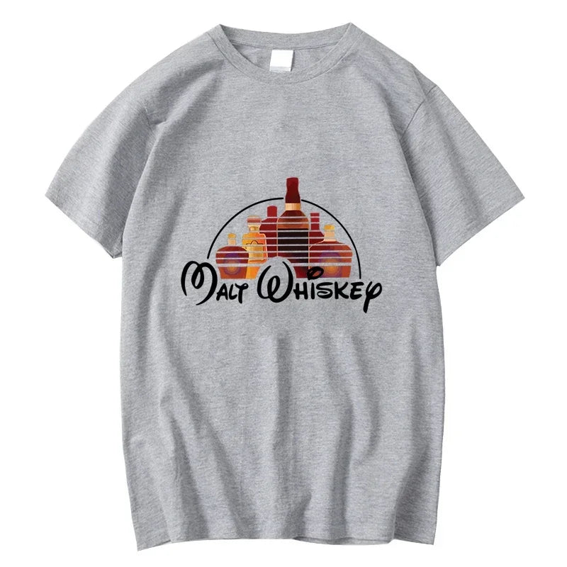 Summer Men T-shirt Cotton Blend Funny Malt Whiskey Print Summer Loose O-neck Cool T Shirt for Men Short Sleeve T-shirt Male Tee