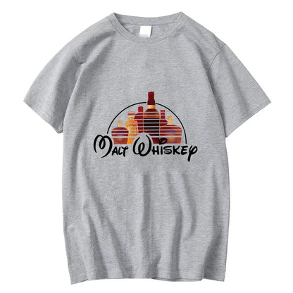 Summer Men T-shirt Cotton Blend Funny Malt Whiskey Print Summer Loose O-neck Cool T Shirt for Men Short Sleeve T-shirt Male Tee