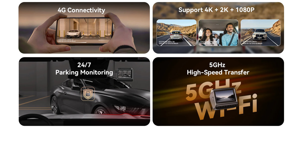 DDPAI 4K Dash Cam Z60 Pro HDR Support Front and Rear Interior Car Camera SONY STARVIS2 678 Sensor 5GHz Wi-Fi GPS ADAS 4G Car DVR