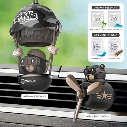 Rotating propeller pilot bear dog car air fresheners accessories decorations fun vent clip perfume diffuser aroma fragrance men