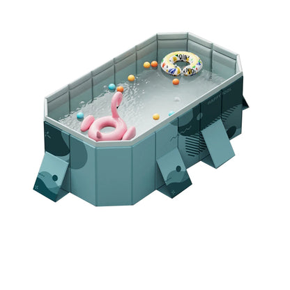 Foldable Pool For Family Non Inflatableframe Outdoor Swimming Pool Kiddie Pools Thickened Support Above Ground For 1~8 People Can Connected Water Pump