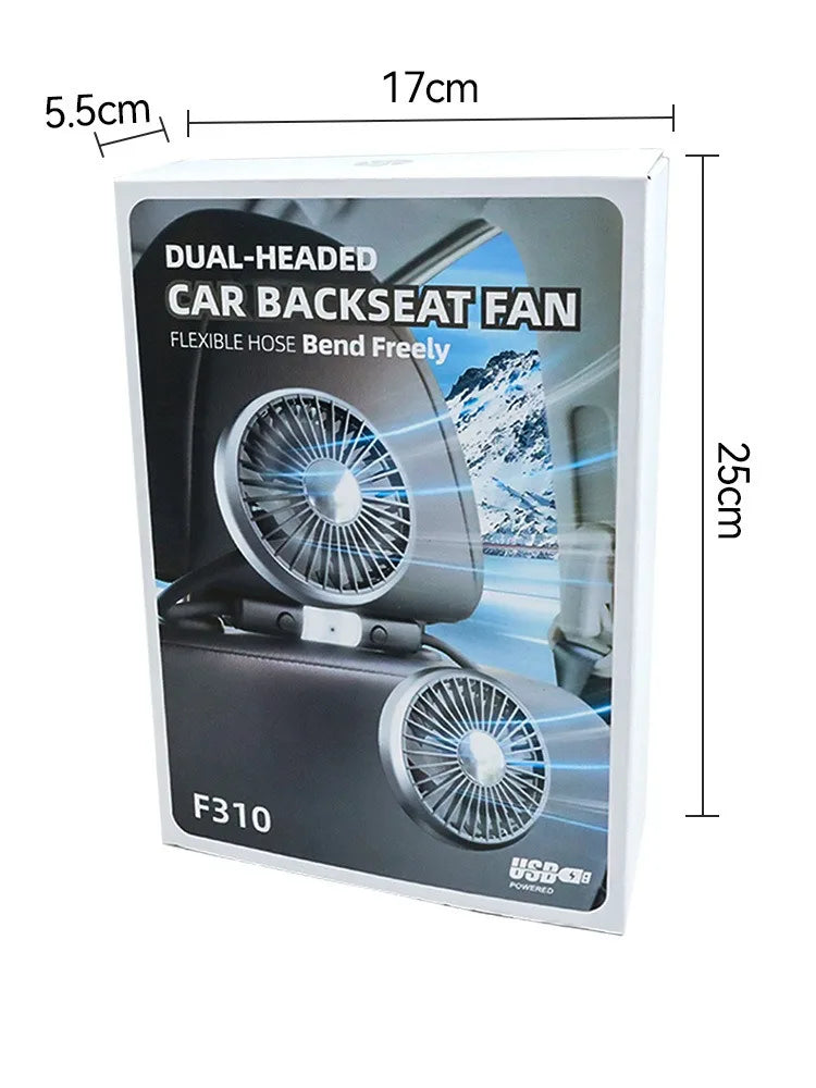 EAFC 3-speed Car Seat Back Cooling Fan USB Charge Dual Head Fan LED Lighting 360 Degree Rotation Neck Cooler for Home Use Travel