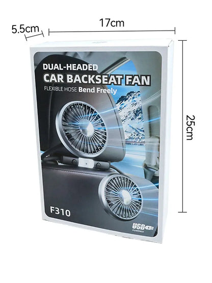 EAFC 3-speed Car Seat Back Cooling Fan USB Charge Dual Head Fan LED Lighting 360 Degree Rotation Neck Cooler for Home Use Travel