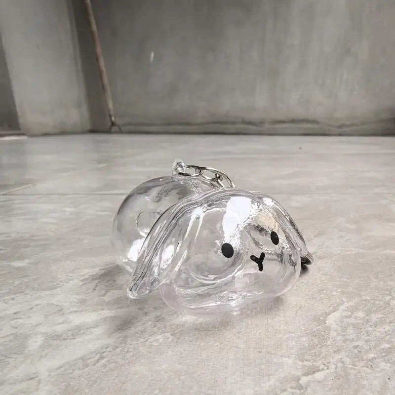 Cartoon Pet Hair Memorial Transparent Storage Box Keyring Cute Animal Rabbit Fur Organizer Keychain Bag Pendant Pet Souvenirs