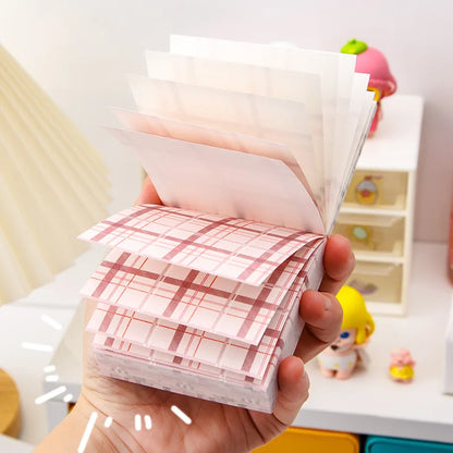 200Sheets Grid Pad Paper  8*8cm Aesthetic Non-Adhesive Plaid Design for Journaling, Planners & Study Notes, Stylish School-Style