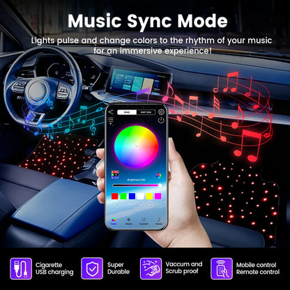 De Warehouse 3-in-1 Rgb Star Led Car Foot Pad Mat with Music Sync App Control, Auto Star Foot Mat Rgb Lighting Music Module Universal for All Cars, Fast Delivery Europe