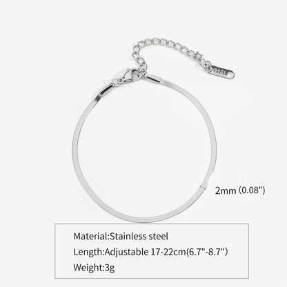 Gold Silver Color Stainless Steel Flat Chain Bracelet For Men Retro Jewelry Trendy Accessories Women Wrap Bangle