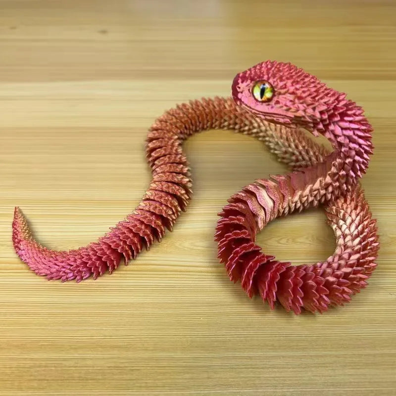85Cm/33.46In Snake Statue Moveable Joints Animal Model Home Desktop Decoration Ornament Gift Collectible Statue