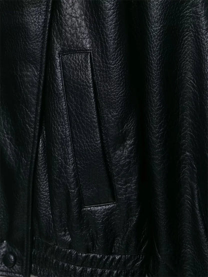 Women's Faux Leather Jacket 2025 New Fashion Autumn Black Long Sleeve Pebble Jacket Motorcycle Style Personality Ladies Jacket
