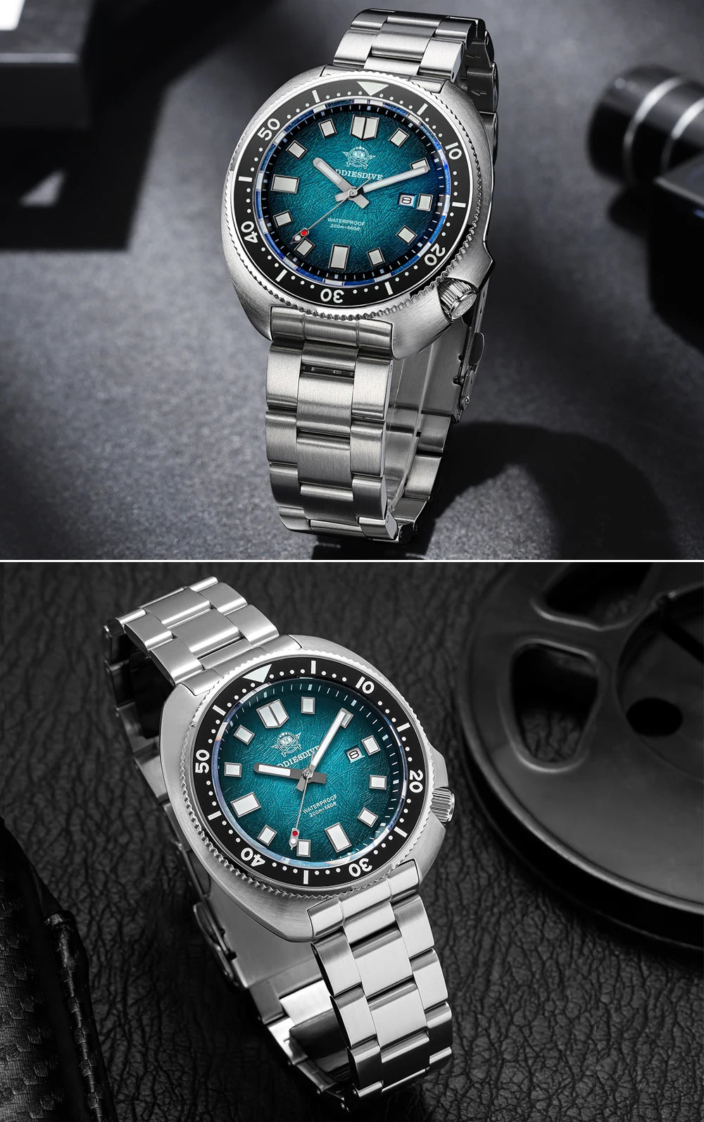ADDIESDIVE Men Watch Sapphire Glass AR Coated Quartz Watches Luminous 200m Waterproof Turtle Diver Watch Reloj Hombre AD2511