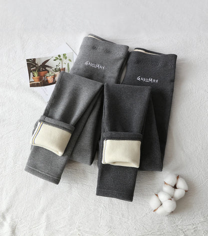 Women's Winter Leggings Ribbed Knitted Velvet Thermal Skinny Tights with Fleece Strech Cotton Beige Warm Leggings for Women 2025