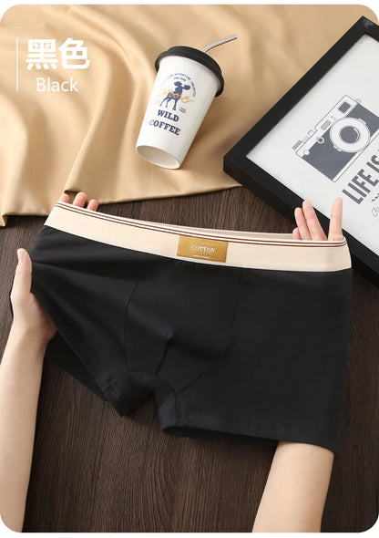 1/3Pcs Set Solid Color Men's Boxer Shorts Breathable Cotton Elastic Boyshorts Antibacterial 7A Level Comfortable Male Underwear