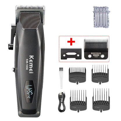 Kemei KM-1856 Professional Hair Clipper LED Display Cordless USB Interface Professional Men's Haircut Machine Hair Cutting
