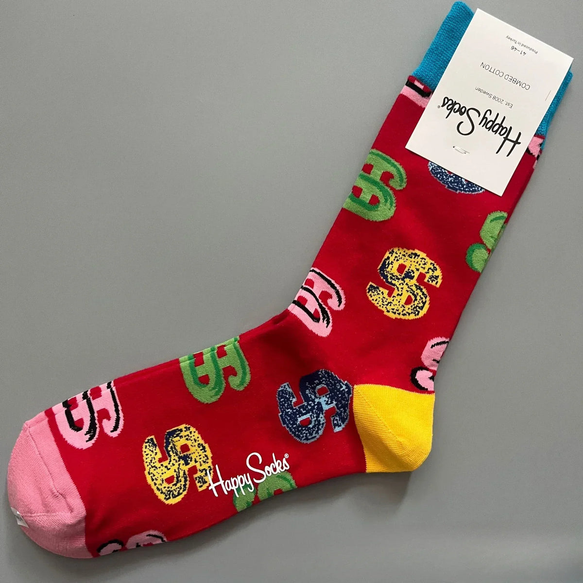 Cotton Happy Socks Men's Classic Crew Sock Shoe Size 10 - 13 Soft