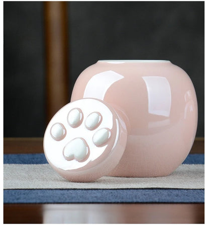 Household Mini Pet Ash Jar Moisture Proof Ceramic Claw Seal Jar Animal Funeral Urn Pet Nostalgia Ornament Portable Ash Box