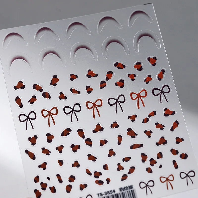 5D Pink White Black Bowknot Ribbon Pearl Sweet Bow Nail Sticker Adhesive Nail Art Decoration Parts Stickers Manicure Decals