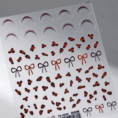 5D Pink White Black Bowknot Ribbon Pearl Sweet Bow Nail Sticker Adhesive Nail Art Decoration Parts Stickers Manicure Decals