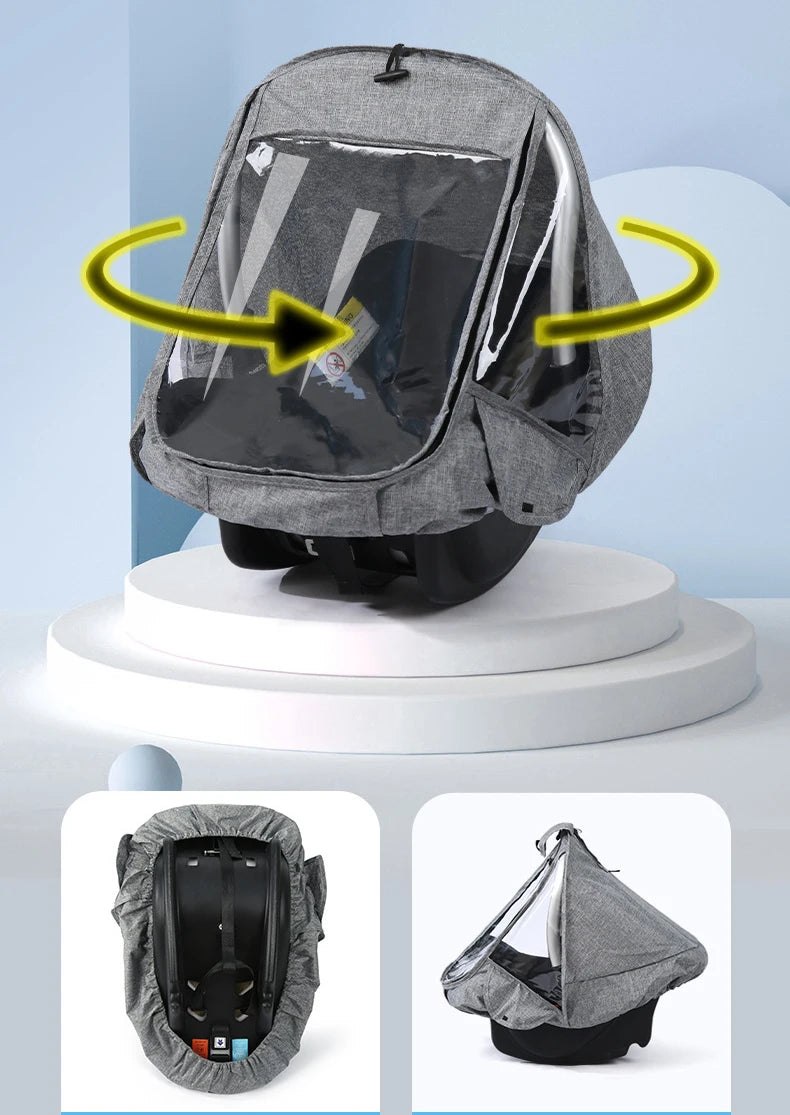 Baby Carriage Cabas Rain Cover Portable Newborn Stroller Safety Seat Wind and Cold Proof Dust Cozy carseat Raincover