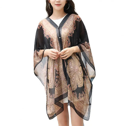 Women Shawl Cashew Print Beads Ladies Loose-fitting Sexy Cover Up for Vacation Woman Scarf Ladies Shawl