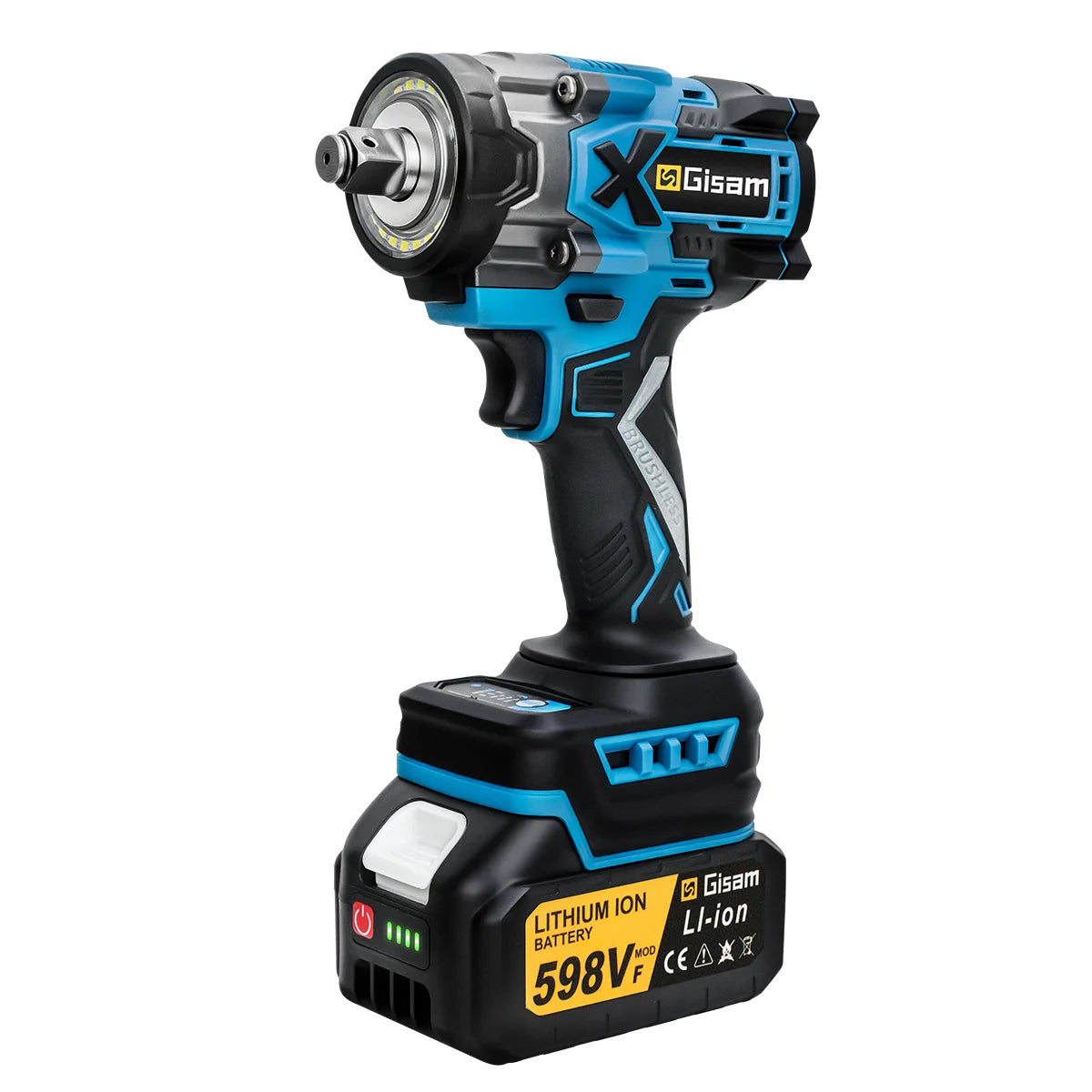 Gisam 900N.M Brushless Electric Impact Wrench 1/2" Cordless High Torque Wrench Drill Screwdrivers Tools For Makita Battery Pin