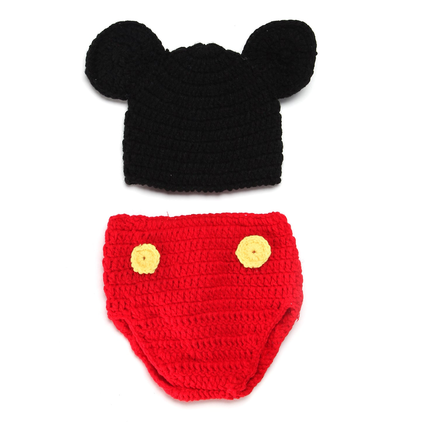 3PCS/set Animal Baby Crochet Newborn Photography Props Handmade Knit Mickey Costume Outfit Baby Chrismas Halloween Gift