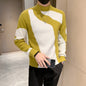 2023 Autumn/Winter Colored Half Turtleneck Sweater Men Long Sleeve Slim Fit Casual Pullover Social Underlying Knitwear Tops