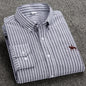 Casual Pure Cotton Oxford Mens Shirts Long Sleeve Embroidery Horse Design Regular Fit Fashion Button Man White Dress Shirt