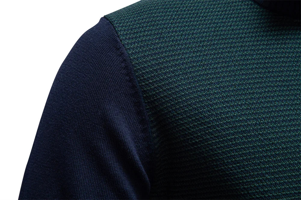 AIOPESON Men's Striped Sweater Solid Color Knit Pullover Warm Luxury Cotton Autumn Winter Casual Turtleneck Mens Sweaters
