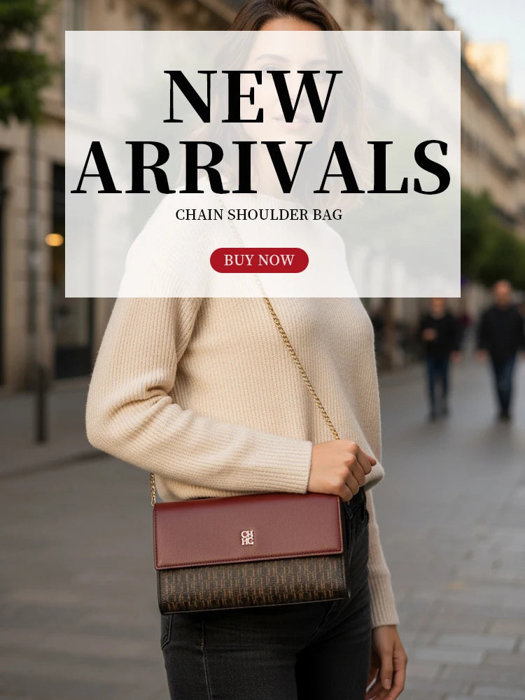 CH Women Crossbody Bag Splicing Letter Print Metal Chain Shoulder Purse PU Leather Flap Small Ladies Evening Clutch Handbag Gift