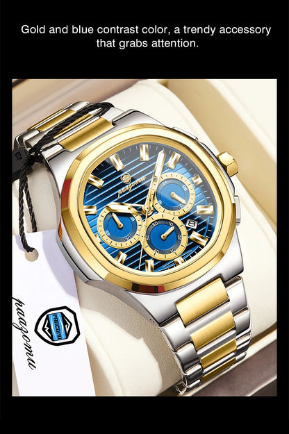 PAAZOMU Fashion Brand Man Wristwatch Waterproof Stainless Steel Luminous Men Watch Chronograph Date Luxury Quartz Men's Watches