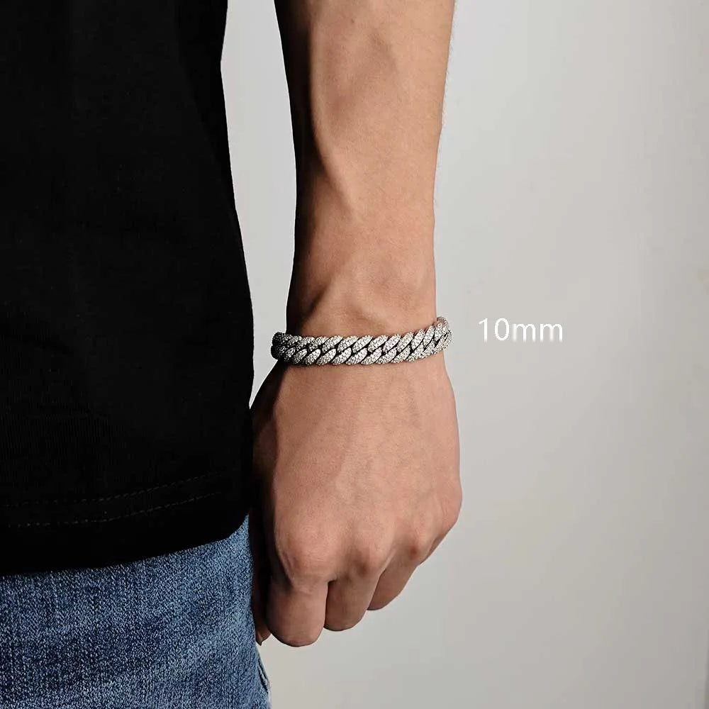 ESKEEM 2/3/4/6Row Full Diamond Bubble Cuban Bracelet 10/13/18/20/22MM CZ Stone Iced Out Hip Hop Jewelry Cuban Bracelet Women Men