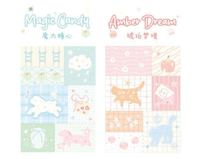 50sheets Dreamy Town Series Kawaii Ins Cute Handbooks Decoration Message Notes DIY Handmade Scrapbook Aesthetic Supplies