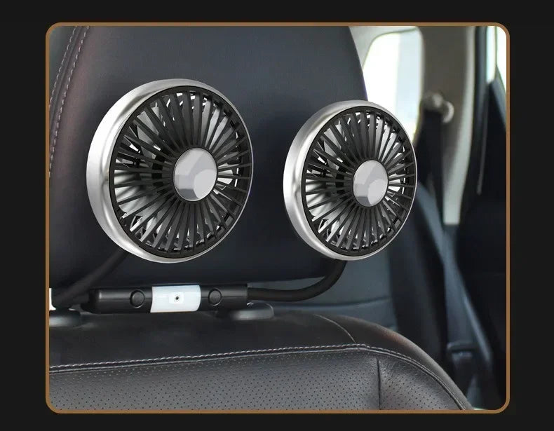 EAFC Car USB Fan Dual Head Cooling Air Fan Independent Switch 3-Speed 360 Degree Adjustable Auto Fan Car Electrical Appliances